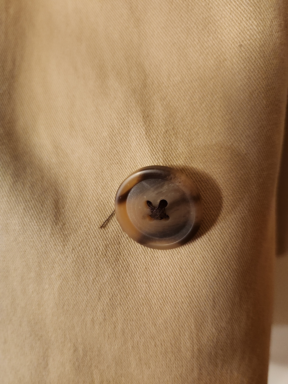 GAP Modern Trench Coat XL Cotton Khaki with Striped Sleeve Lining - Picture 5 of 7